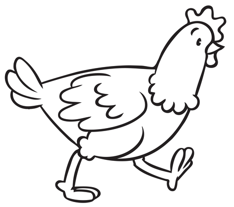 Coloriage Poule Qui Marche Dans La Ferme - Poule à imprimer