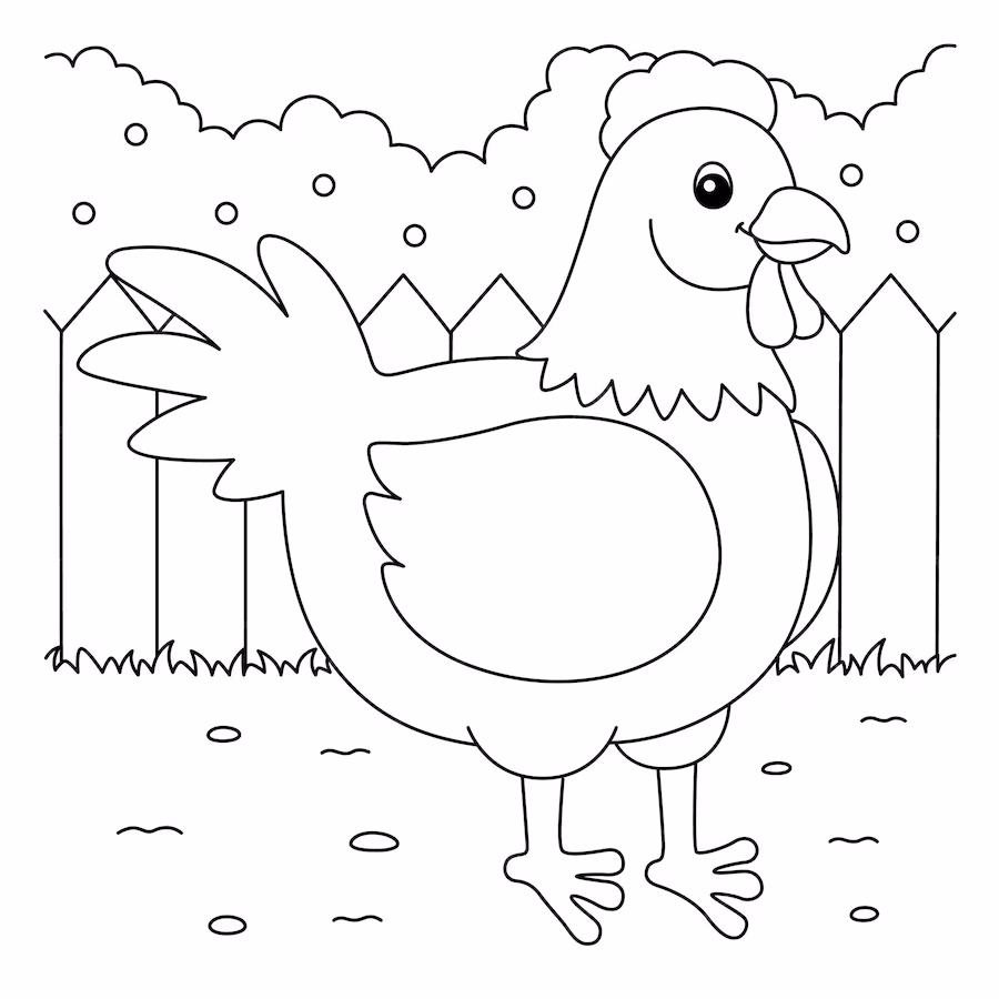 Coloriage Poulet pour enfants - Poule à imprimer