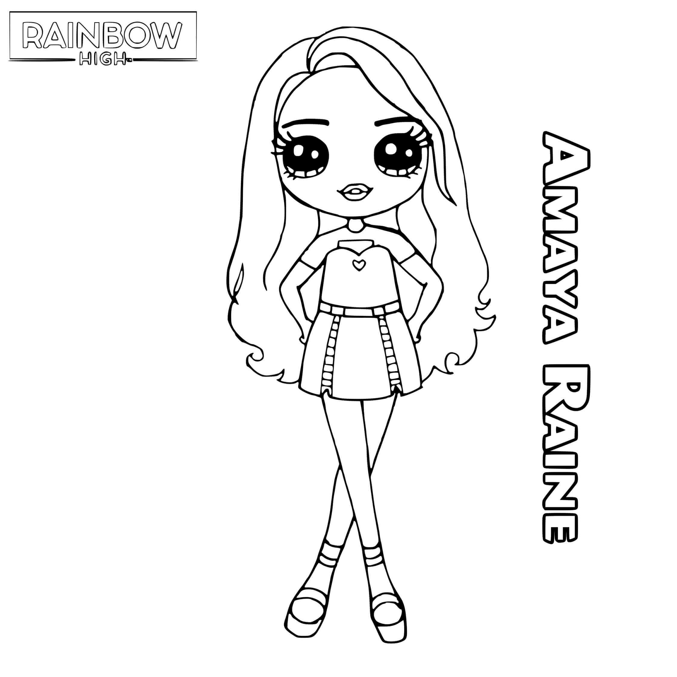 Coloriage Poupée Amaya Raine De Rainbow High - Rainbow high à imprimer