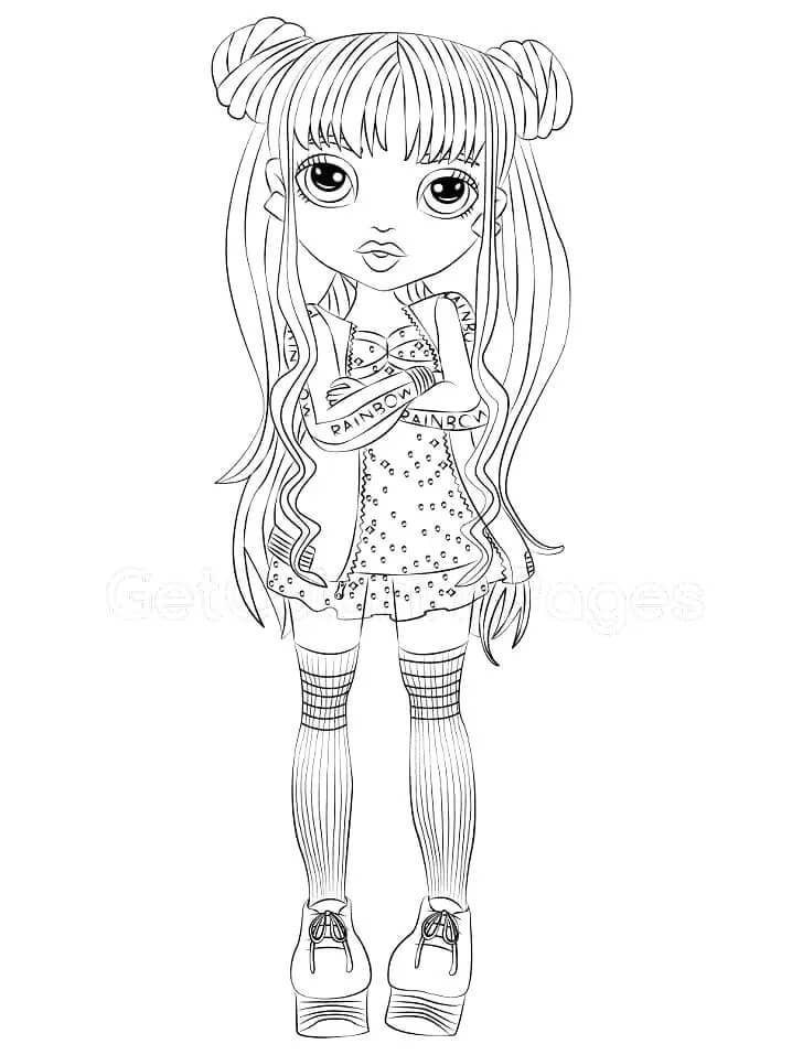 Coloriage Poupée De Mode Stylisee Avec Tenue Rainbow High - Rainbow high à imprimer