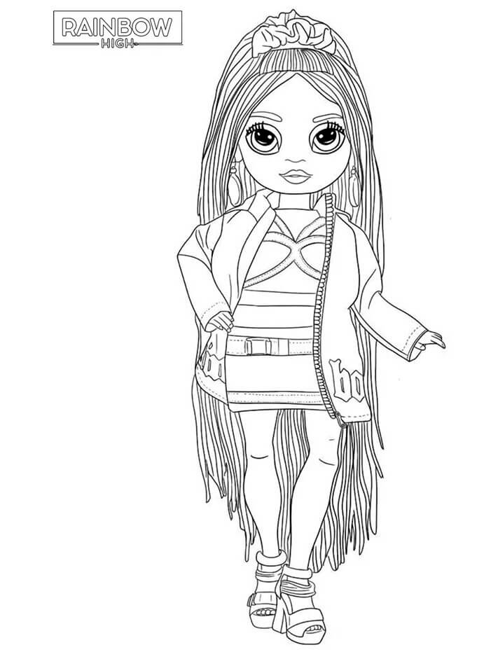 Coloriage Poupée Fille Rainbow High Mode - Rainbow high à imprimer