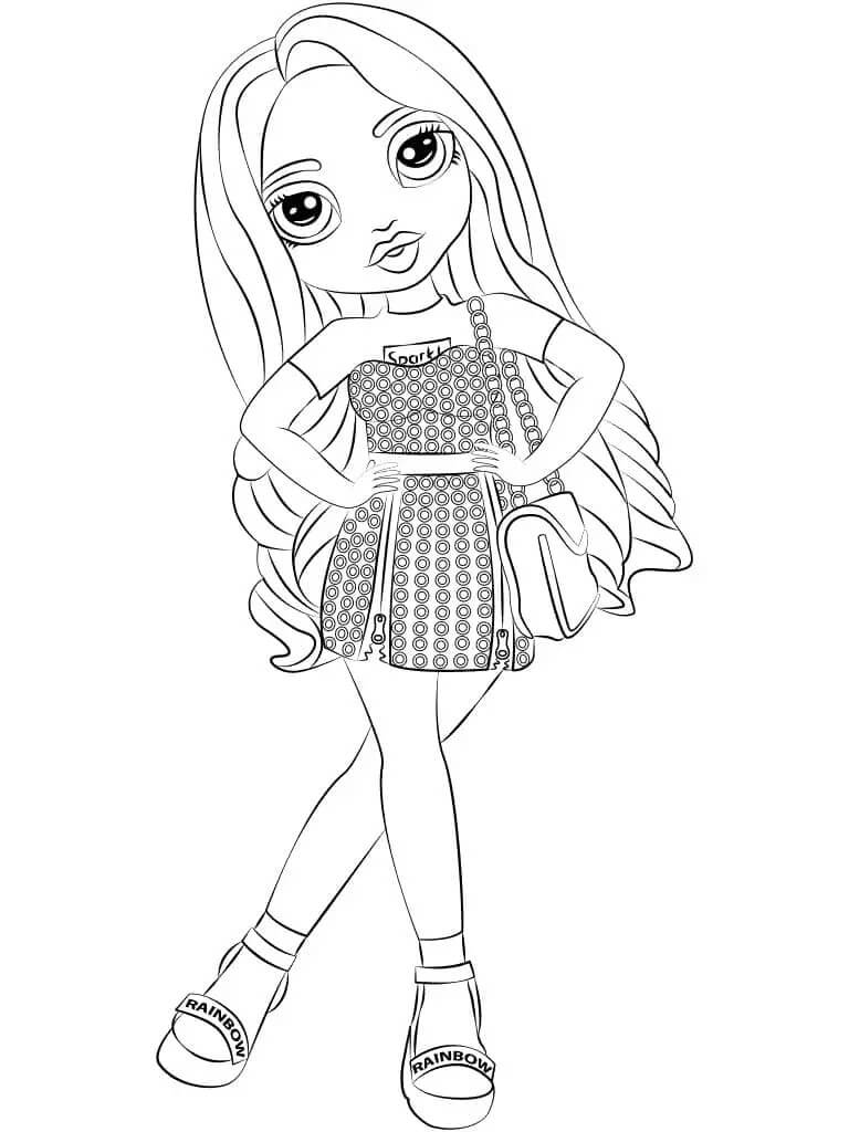 Coloriage Poupée Rainbow High En Robe A Pois - Rainbow high à imprimer