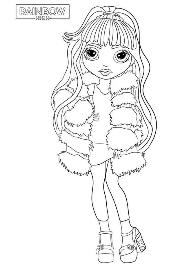 Coloriage Poupée Rainbow High En Tenue D'hiver - Rainbow high à imprimer