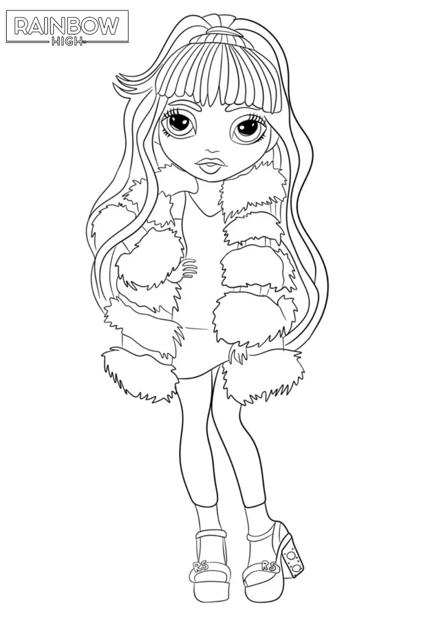 Coloriage Poupée Rainbow High En Tenue Hivernale A Colorier - Rainbow high à imprimer