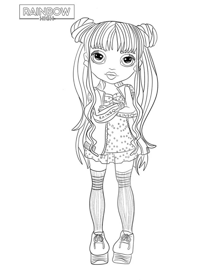 Coloriage Poupée Stylee Rainbow High - Rainbow high à imprimer