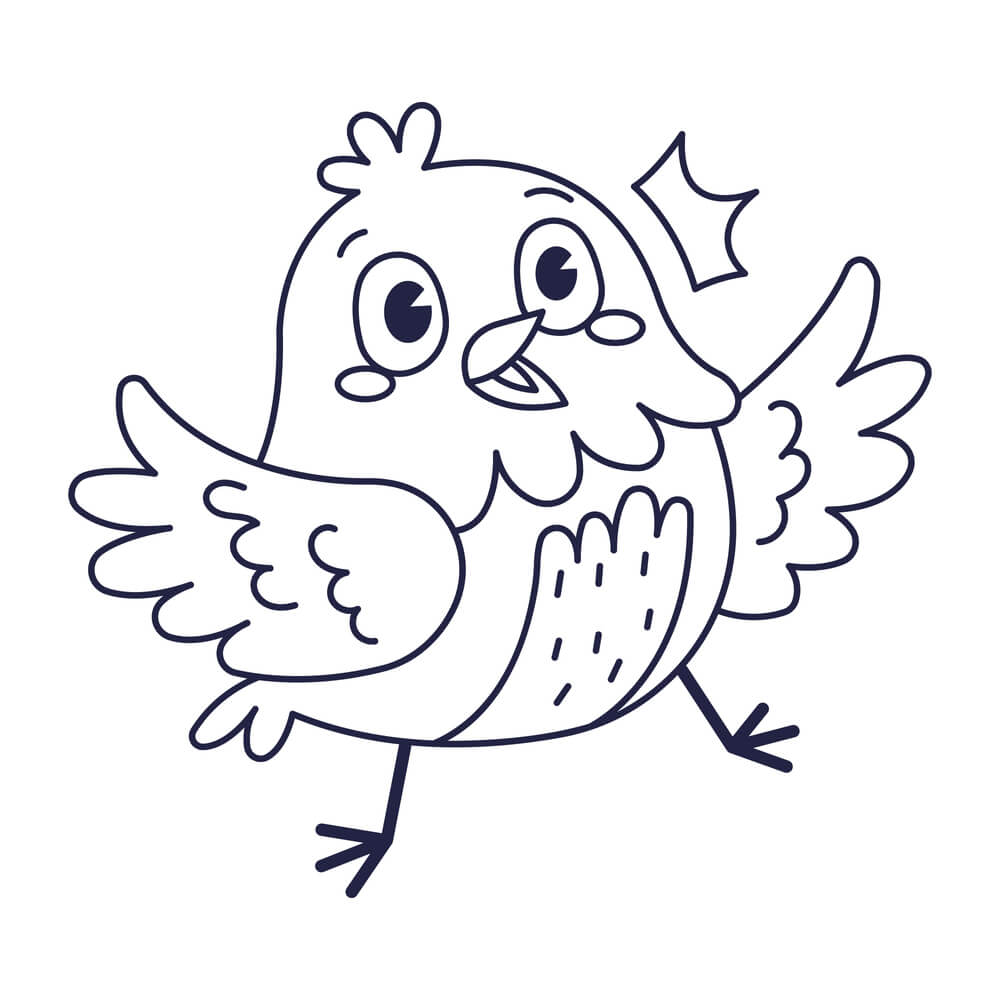 Coloriage Poussin Joyeux Rigolote - Poule à imprimer