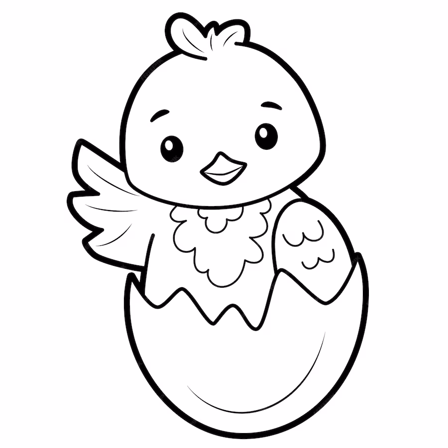 Coloriage Poussin Maternelle Dessin Noir Blanc - Poule à imprimer
