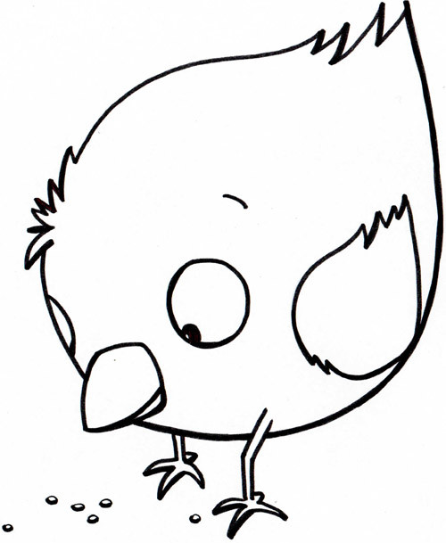 Coloriage Poussin Mignon Qui Se Nourrit - Poussin à imprimer
