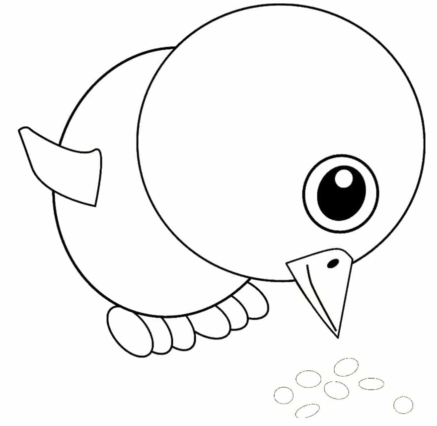 Coloriage Poussin Qui Mange - Poussin à imprimer