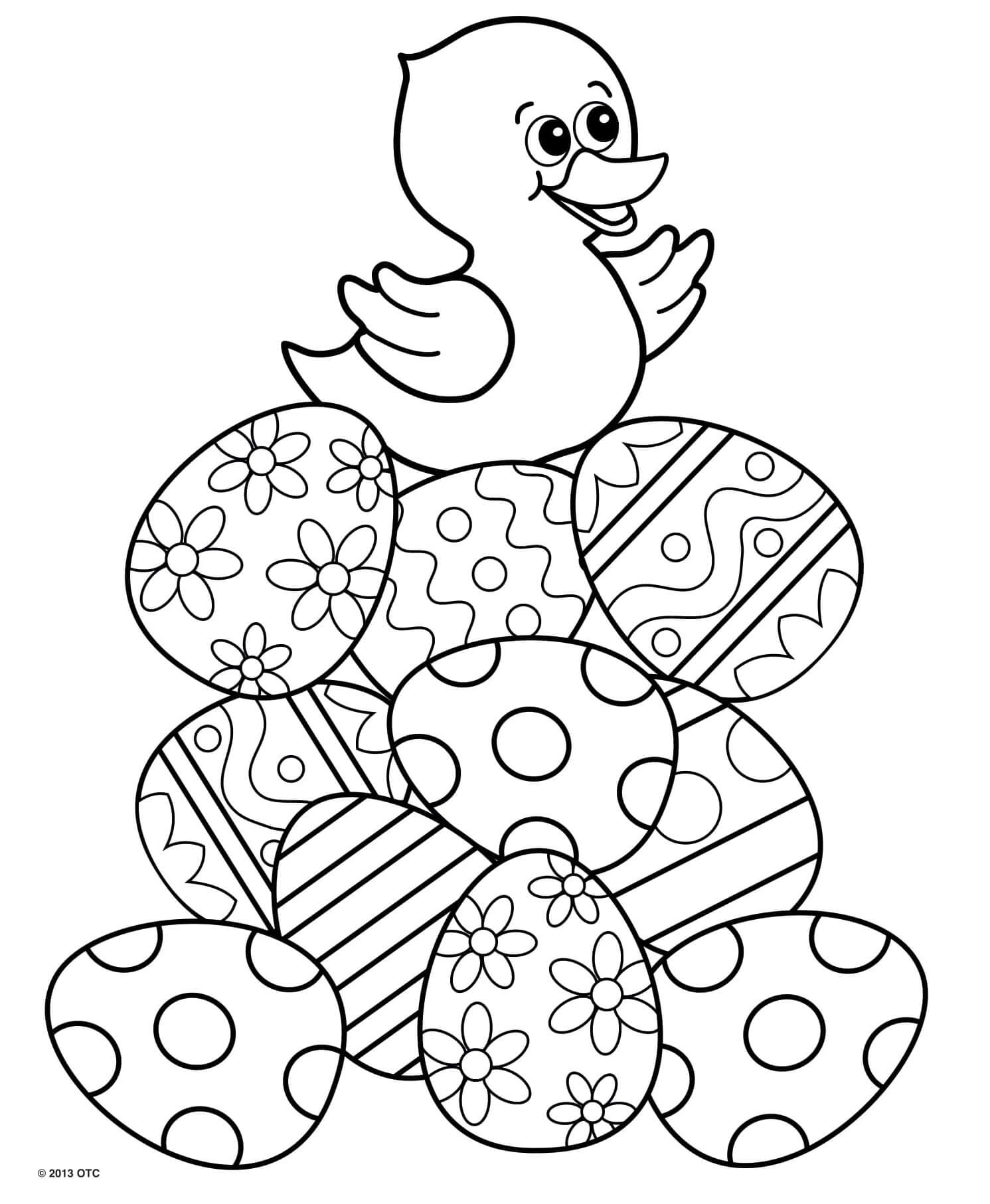 Coloriage Poussin Sur Une Montagne Doeufs De Pâques - Pâques à imprimer