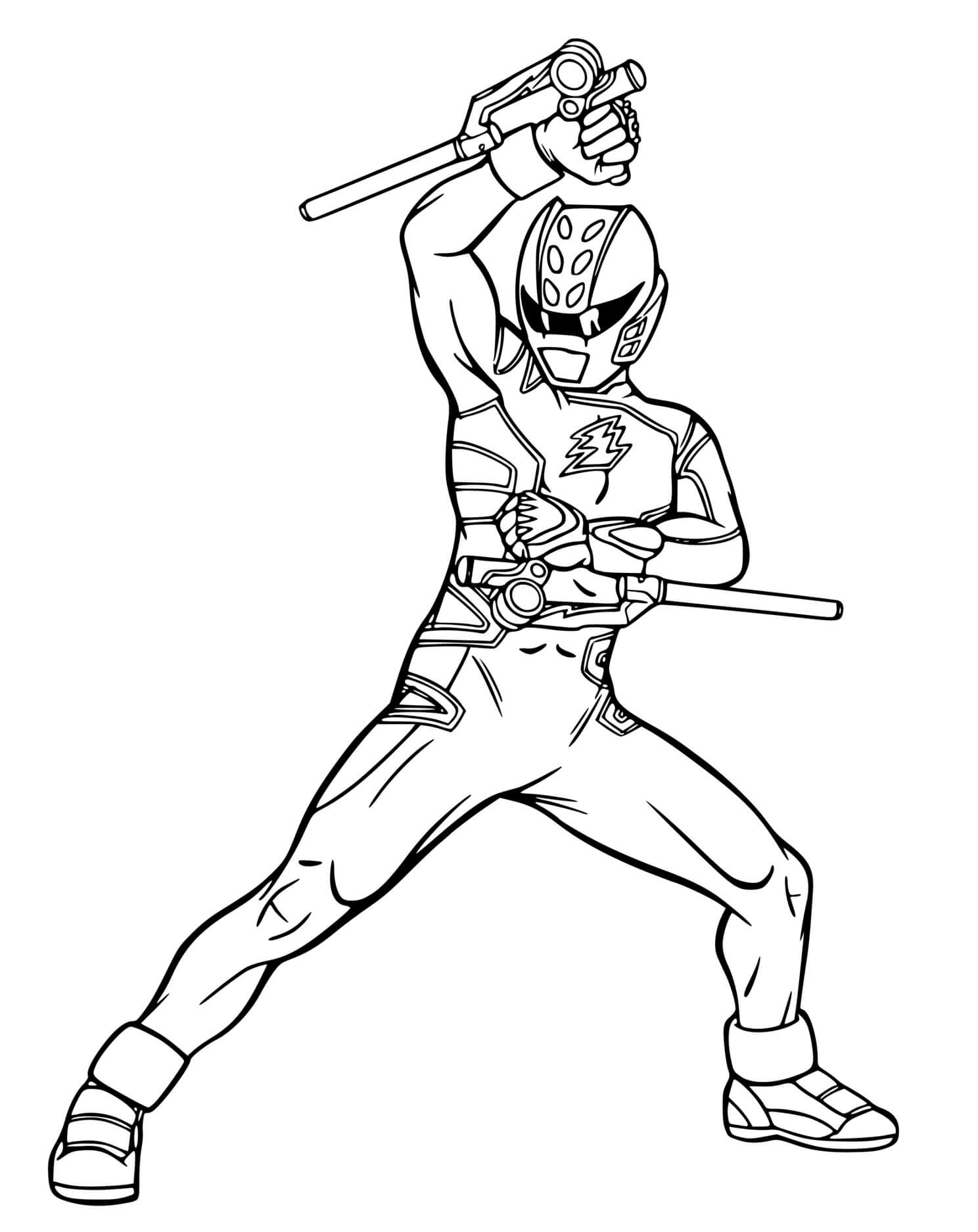 Coloriage Power Rangers Dino Charge Fight - Power rangers à imprimer