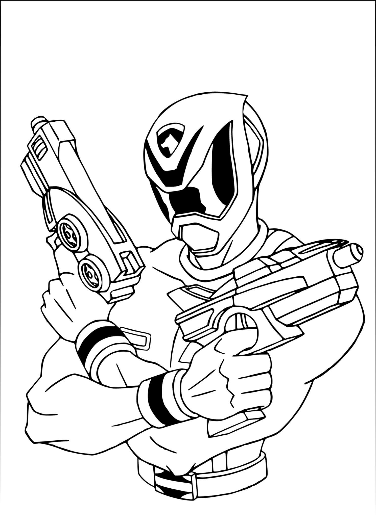Coloriage Power Rangers Fusil Arme Gun - Power rangers à imprimer