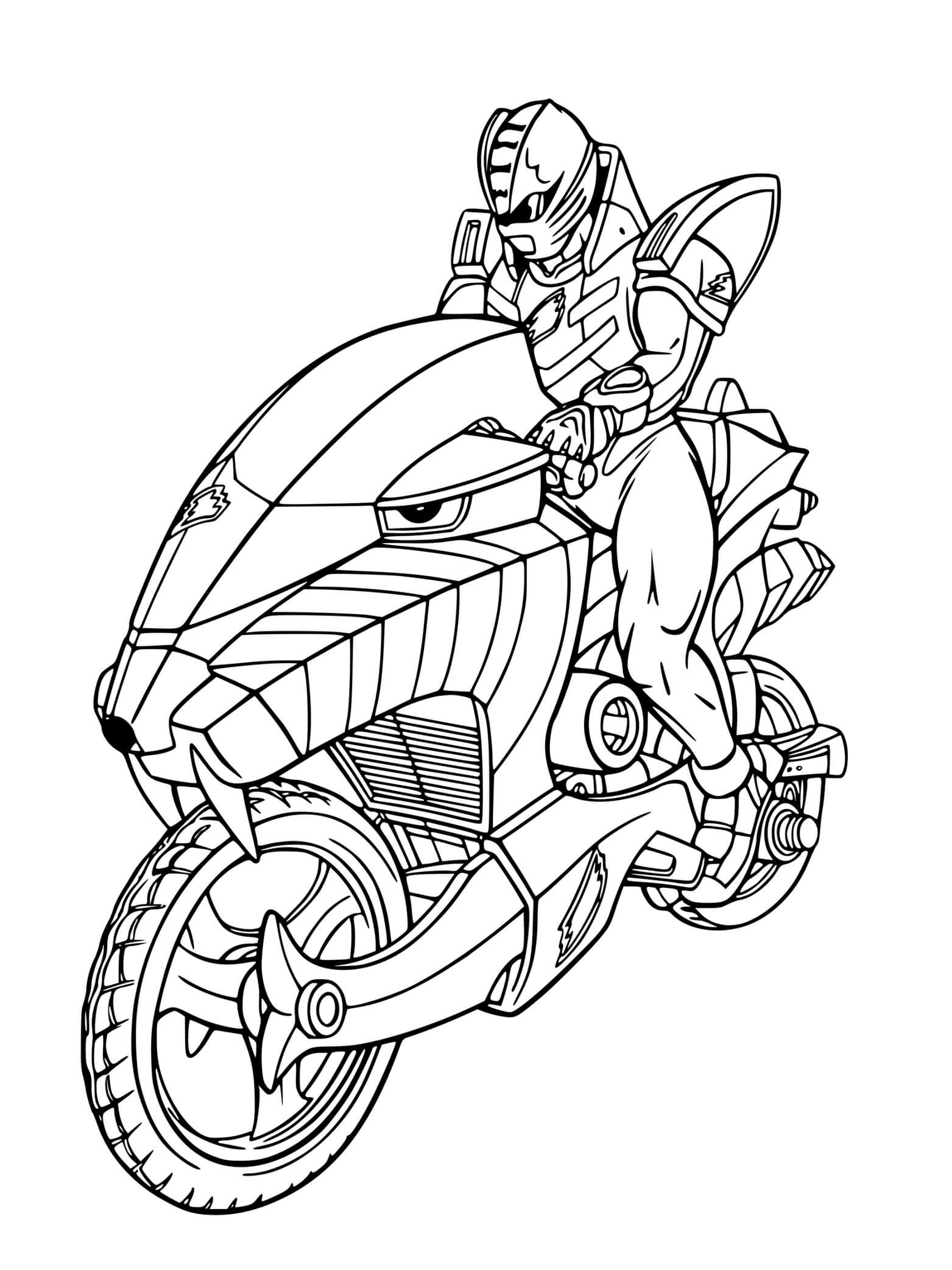Coloriage Power Rangers Moto Bike Speed - Power rangers à imprimer