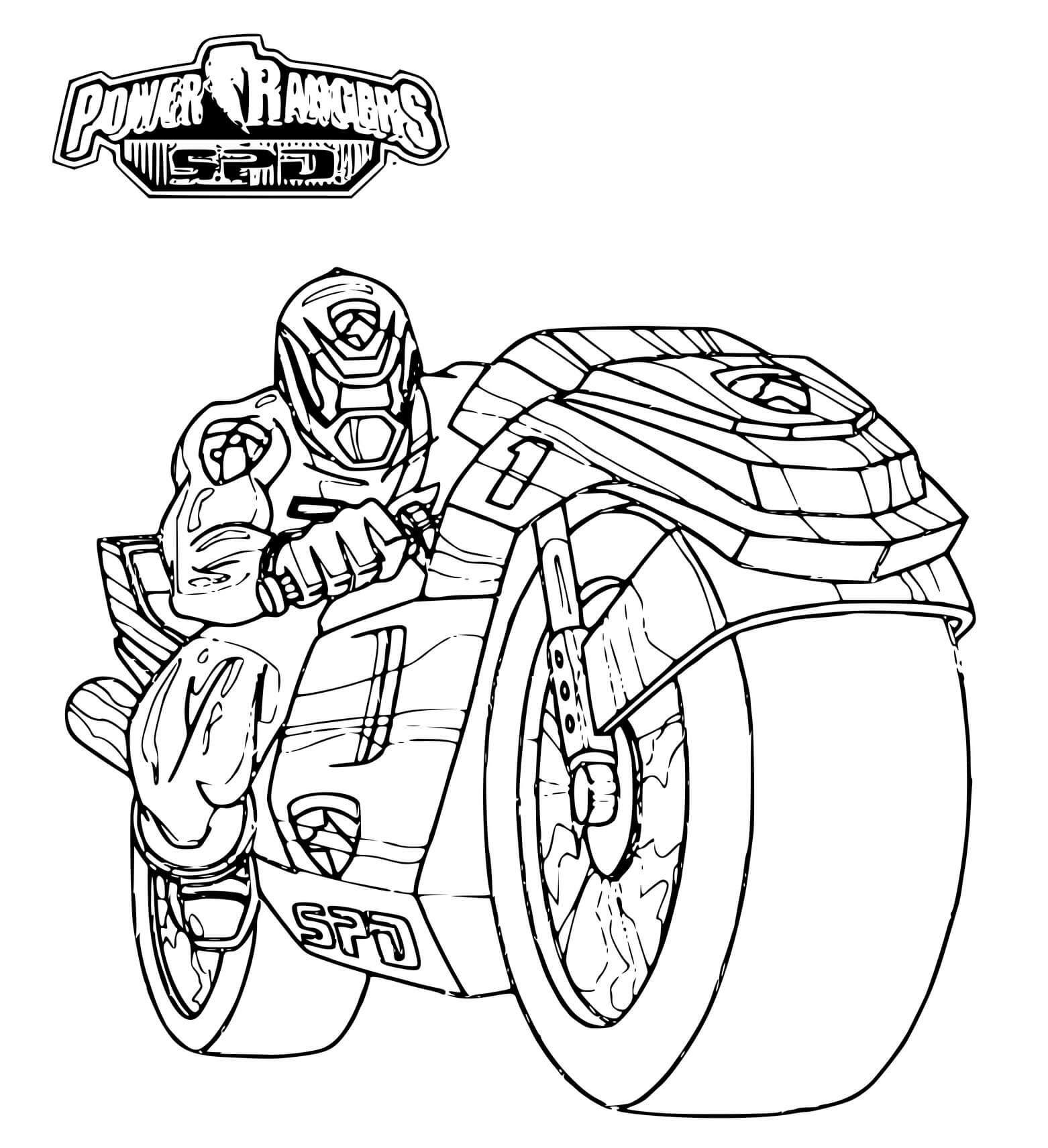 Coloriage Power Rangers Spd Moto Speed - Power rangers à imprimer
