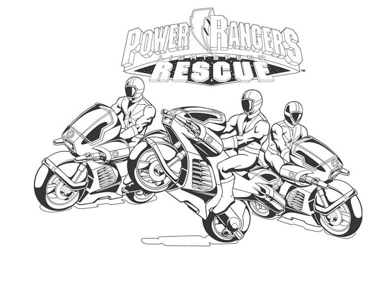 Coloriage Power Rangers pilotant une moto futuriste - Moto à imprimer