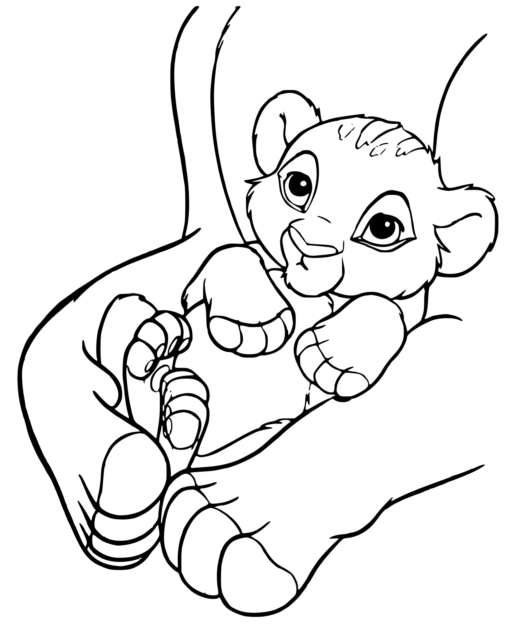 Coloriage Simba jeune lion découvrant la savane - Simba à imprimer