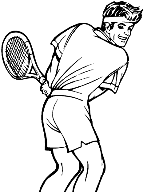 Coloriage Préparation Du Revers A 2 Mains - Tennis à imprimer
