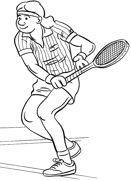 Coloriage Prête A Receptionner La Balle De Tennis - Tennis à imprimer