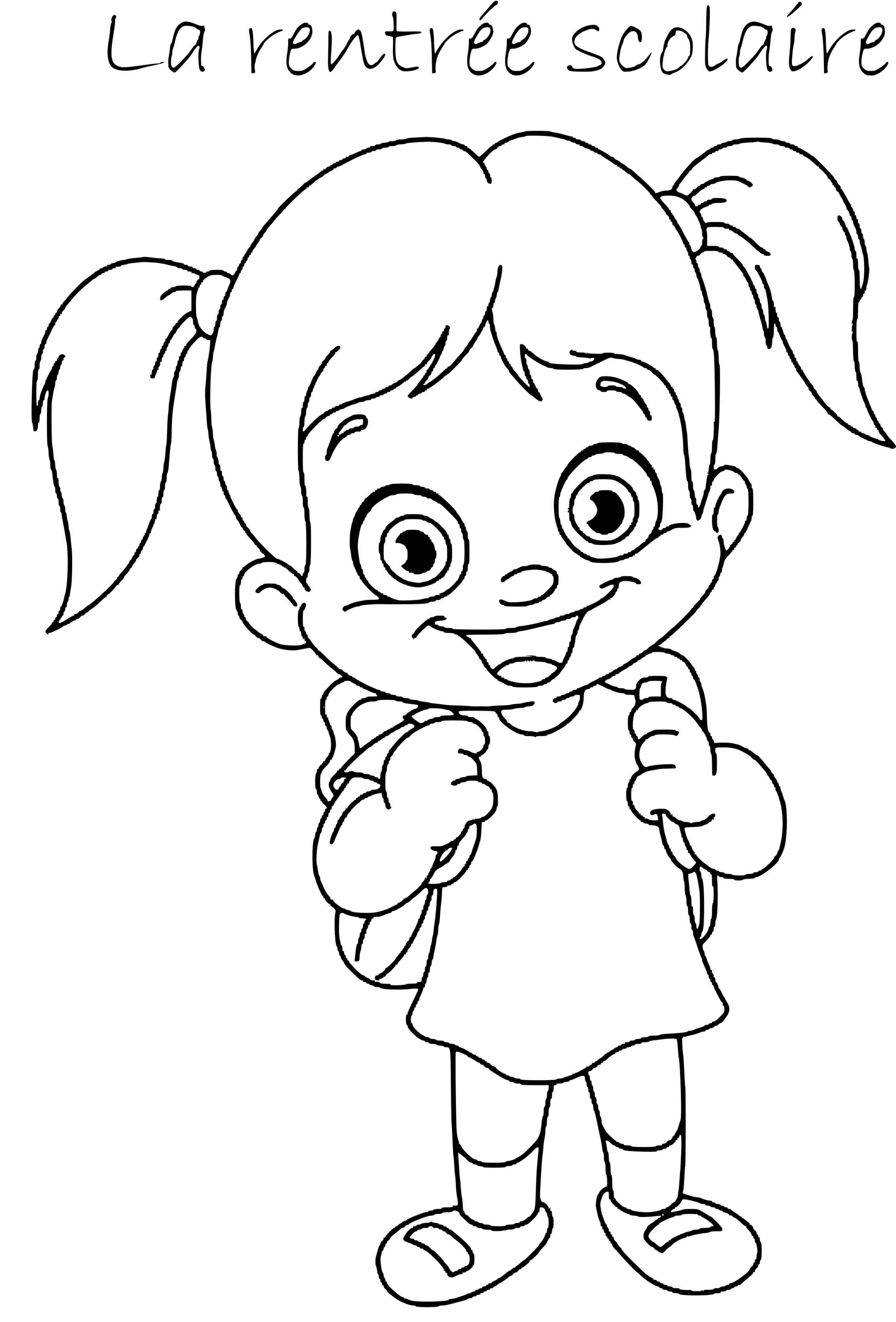 Coloriage Prête Pour La Rentrée Scolaire Fille Avec Sac A Dos - Rentrée scolaire à imprimer