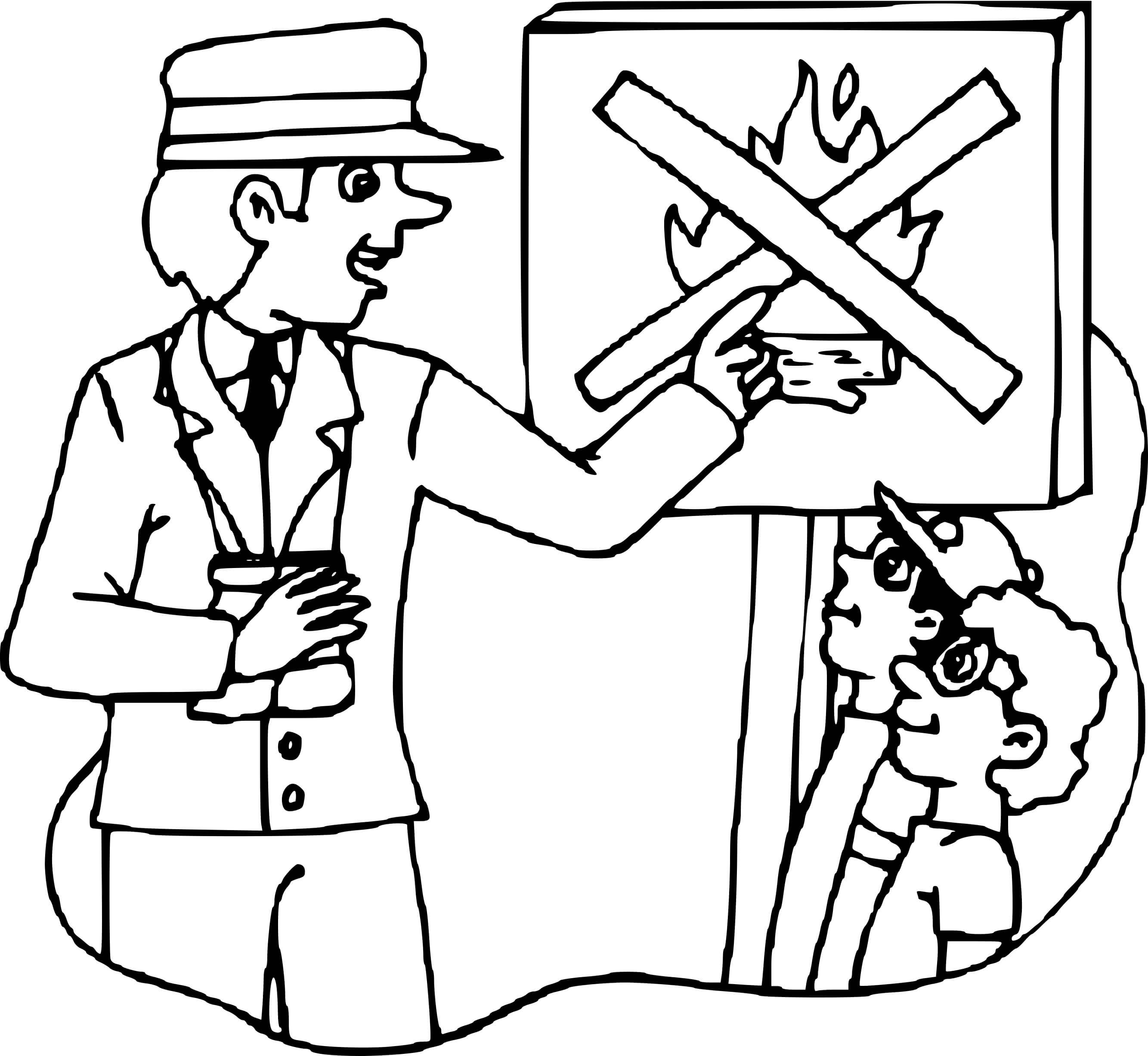 Coloriage Prevention Des Incendies - Pompier à imprimer