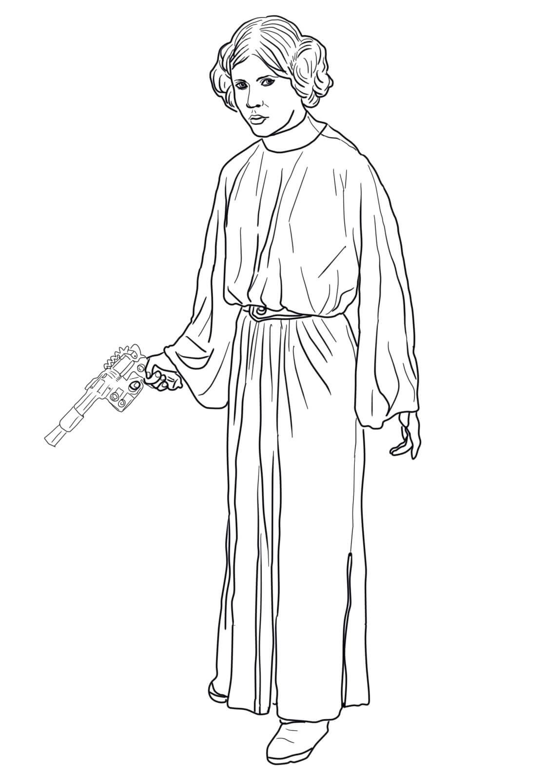 Coloriage Princesse Leia - Star Wars Retour Jedi - Star wars à imprimer