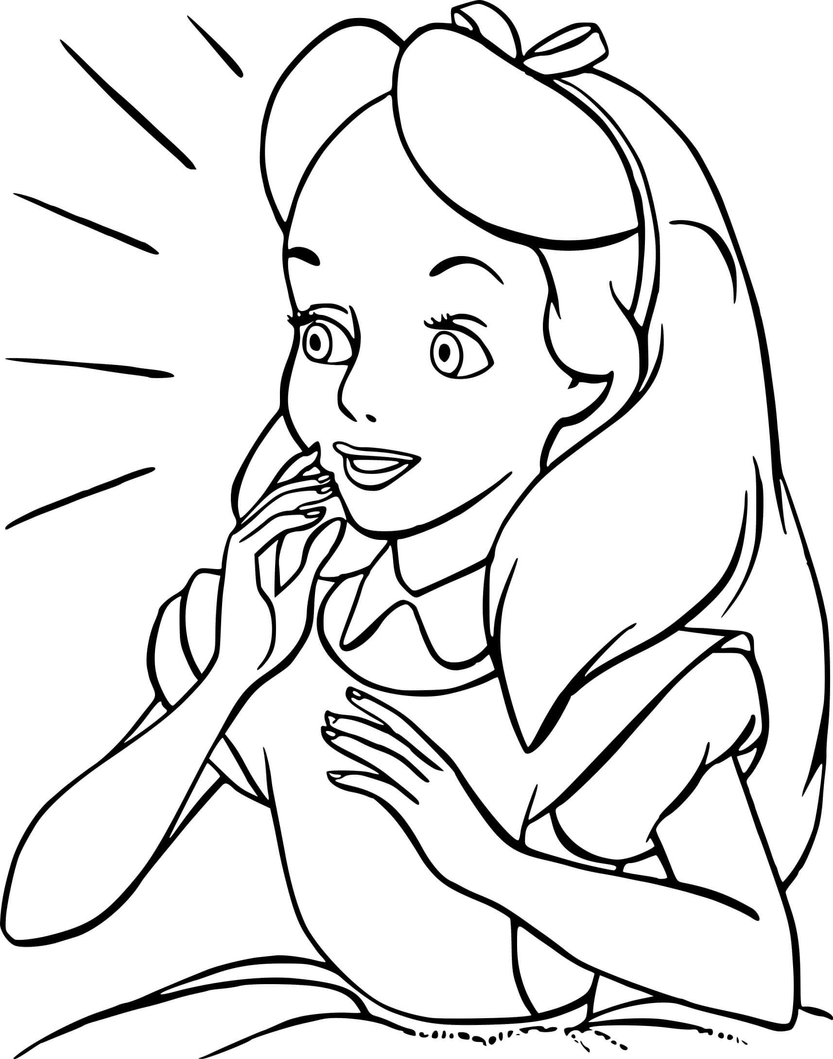 Coloriage Princesse Alice Surprise - Alice au pays des merveilles à imprimer
