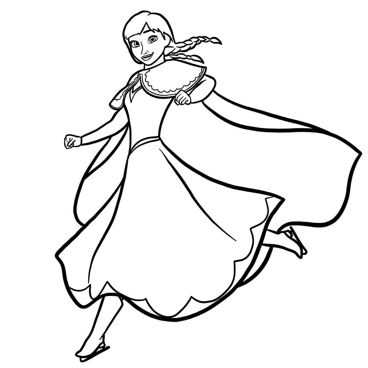 Coloriage Princesse Anna D'Arendelle Yeux Bleus Et Fille Optimiste - La Reine des neiges à imprimer