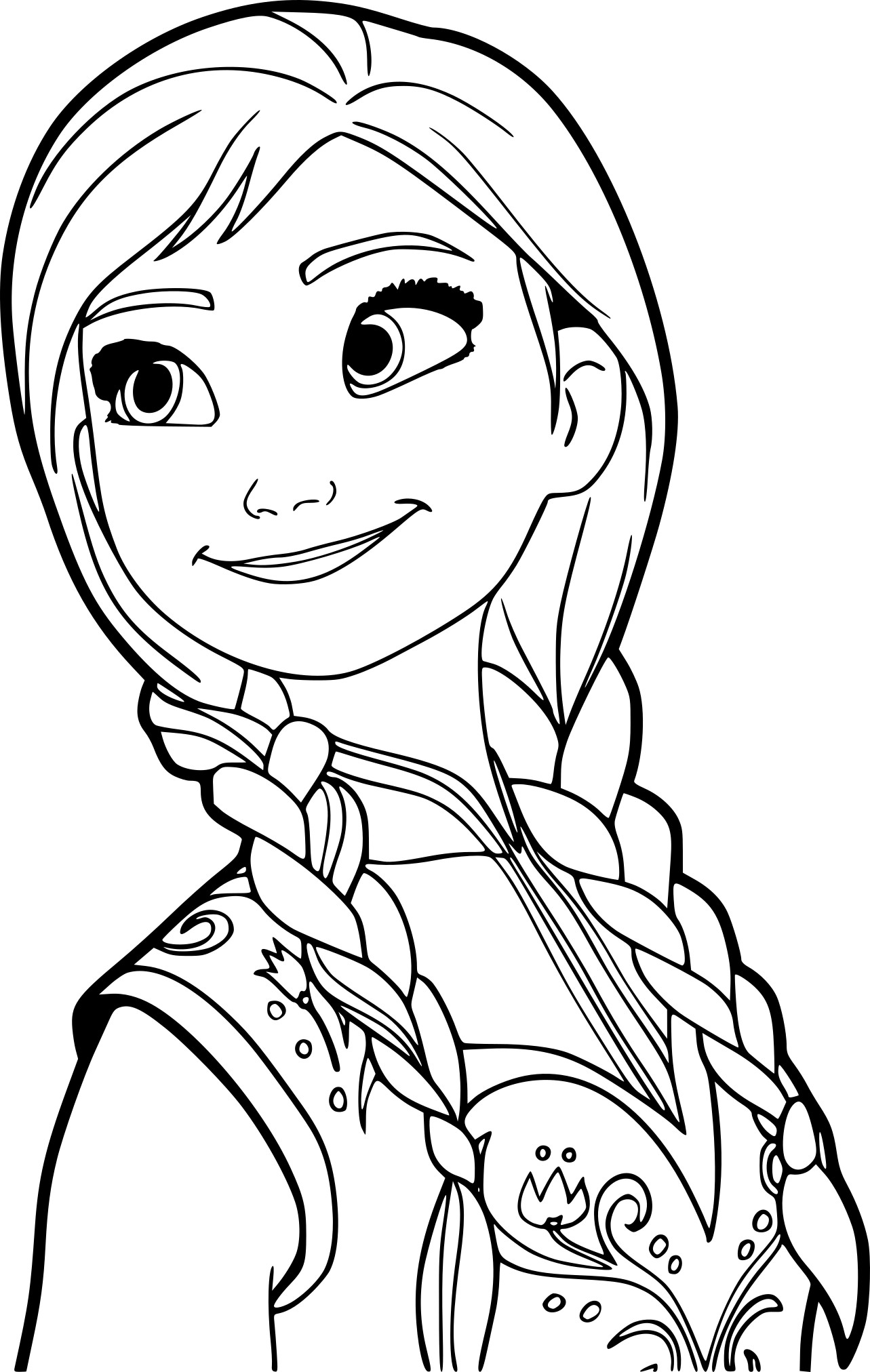 Coloriage Anna la reine des neiges en robe bleue - Princesse disney à imprimer