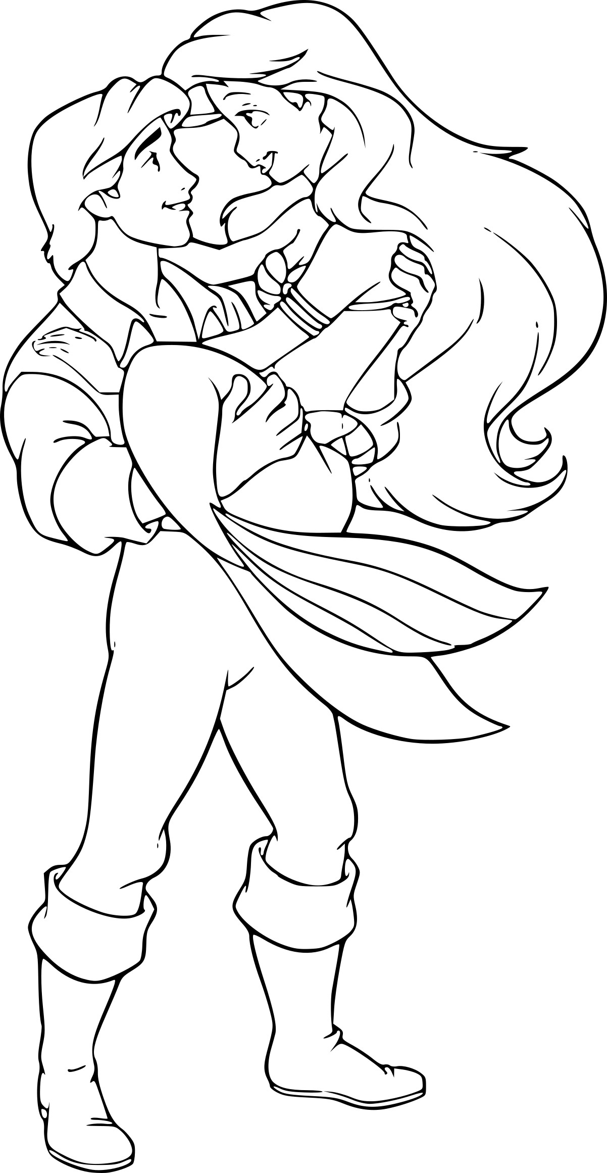 Coloriage Princesse Ariel amoureuse - Disney à imprimer