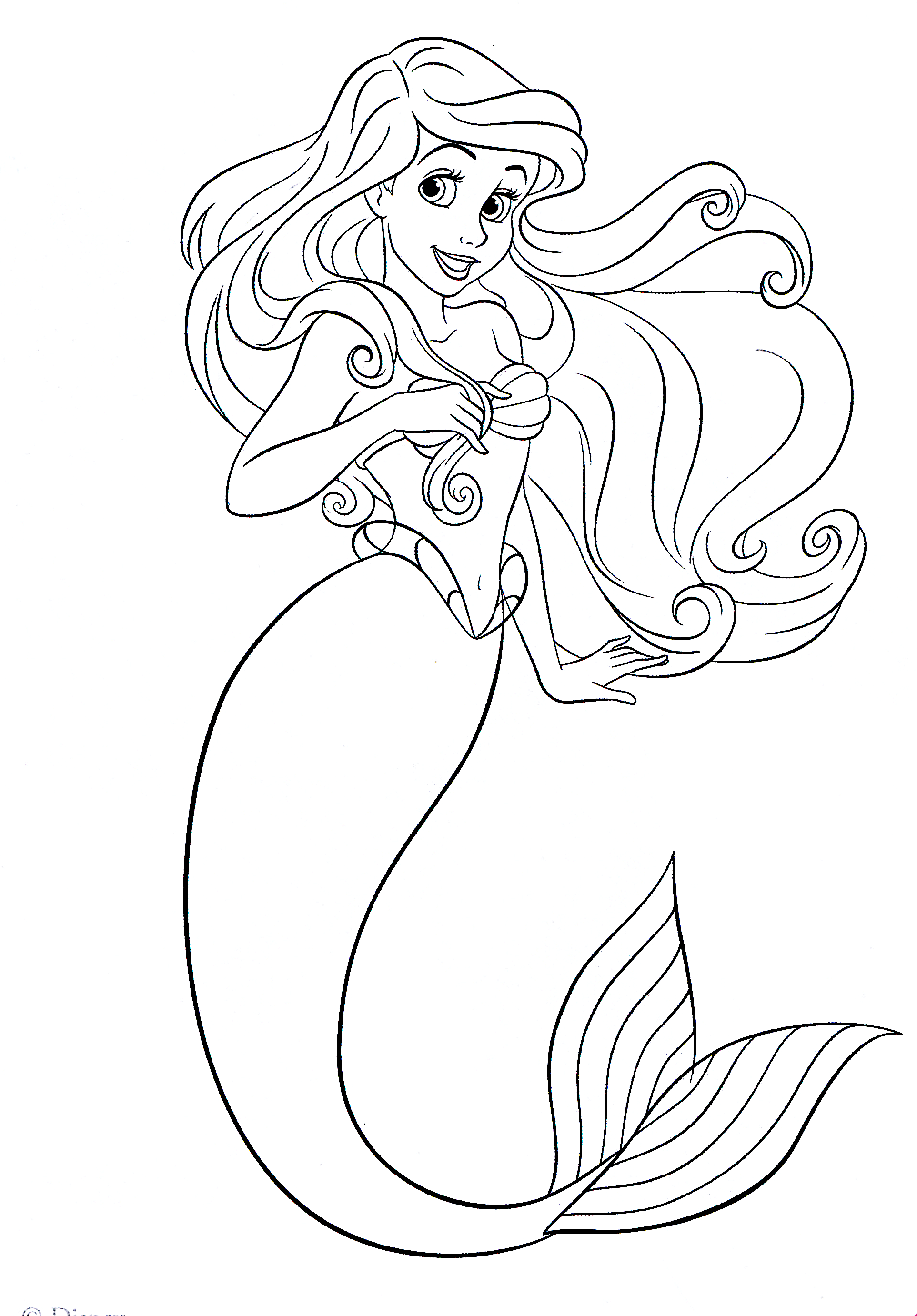 Coloriage Princesse Ariel Fille Du Roi Triton - Ariel la petite sirène à imprimer