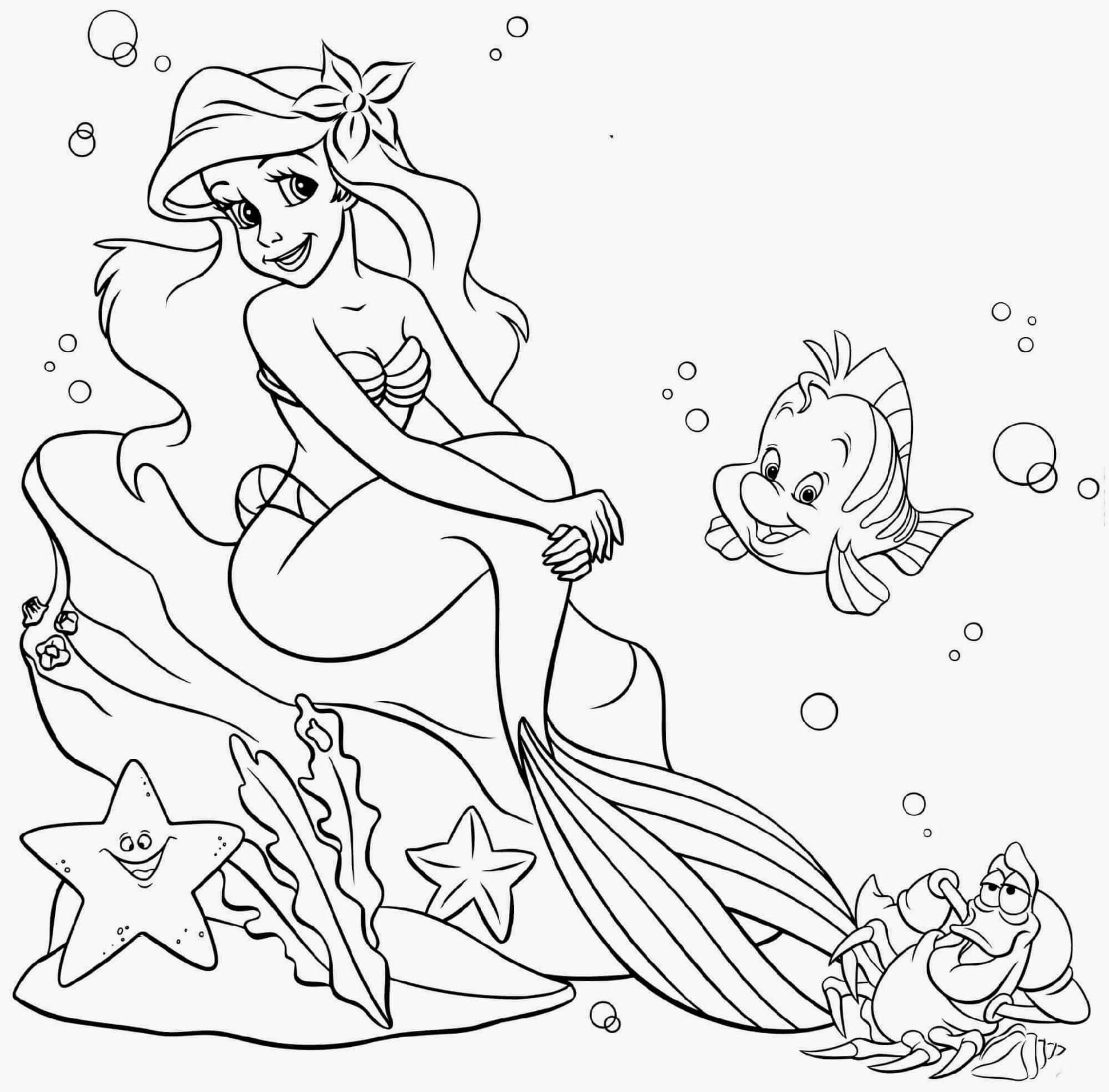 Coloriage Princesse Ariel Vit Sous La Mer Aupres De Son Père - Ariel la petite sirène à imprimer