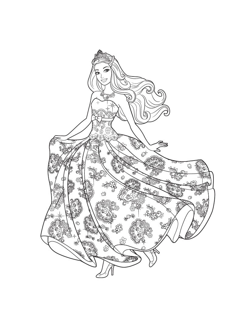 Coloriage Princesse Barbie Amie Avec Anna De Frozen - Barbie à imprimer