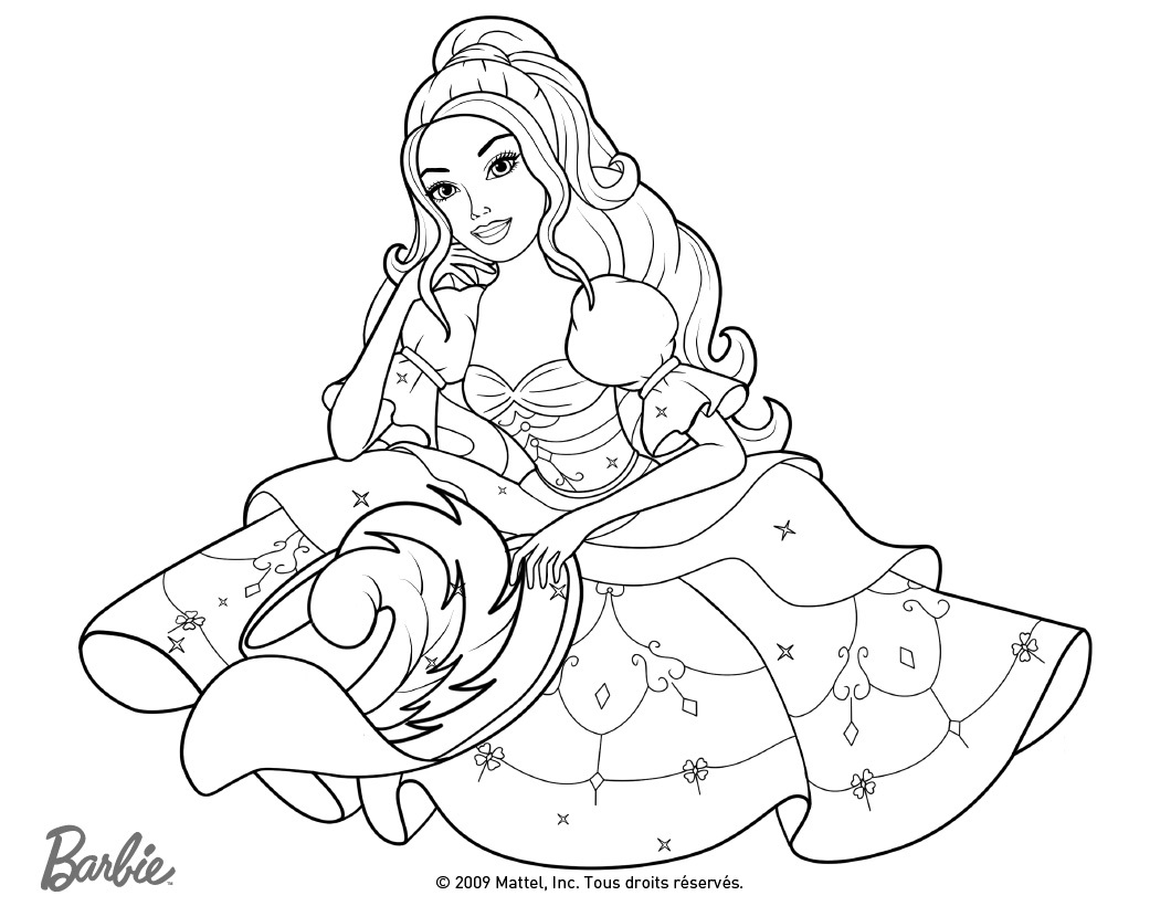 Coloriage Princesse Barbie La Mousquetaire - Barbie à imprimer