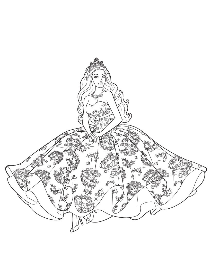 Coloriage Princesse Barbie Reine Des Neiges - Barbie à imprimer