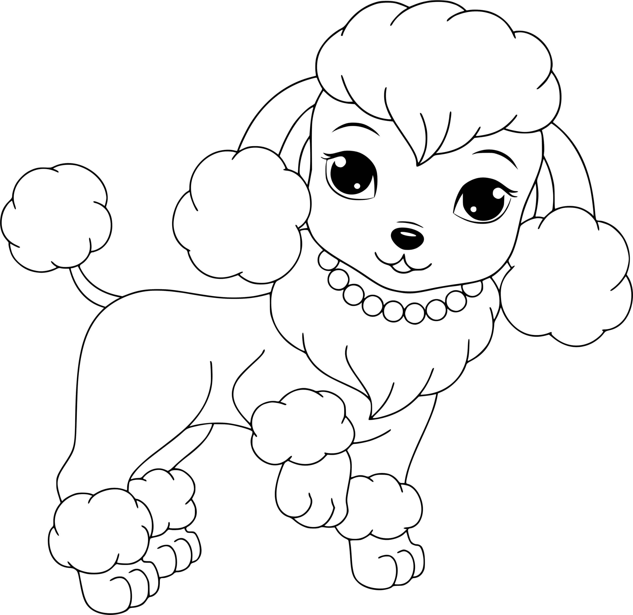 Coloriage Princesse Caniche Avec Un Toilettage En Lion - Chien à imprimer