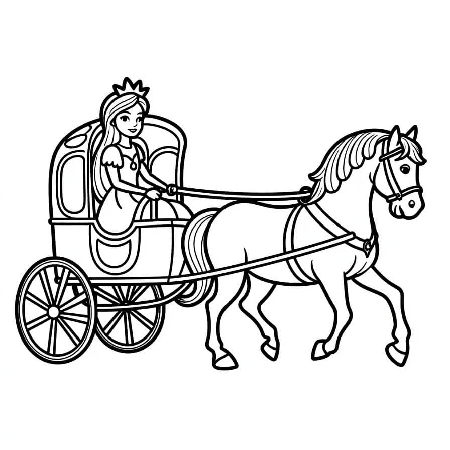 Coloriage Princesse Dans Son Carrosse - Princesse à imprimer