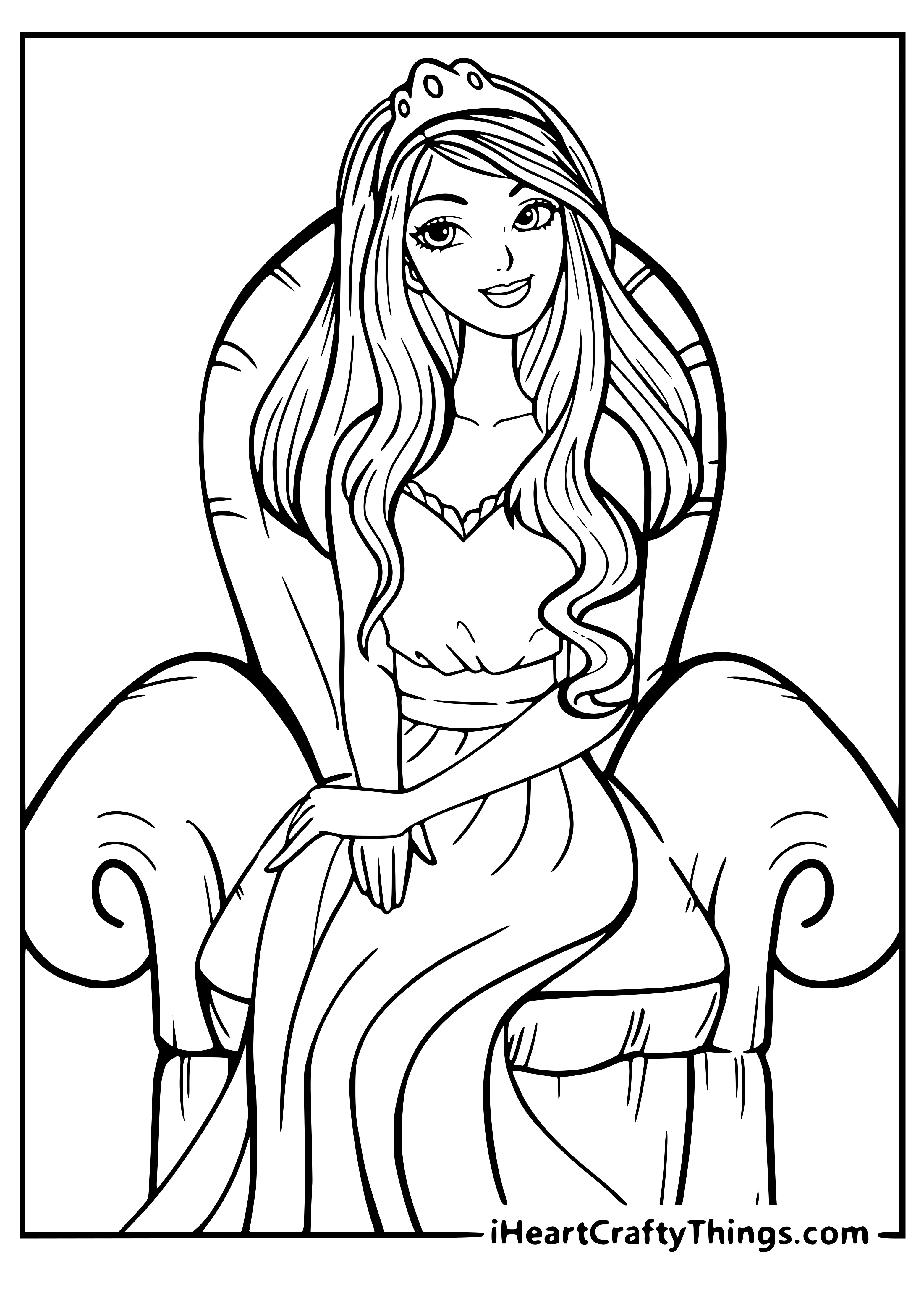 Coloriage Princesse Disney Élégante - Princesse disney à imprimer