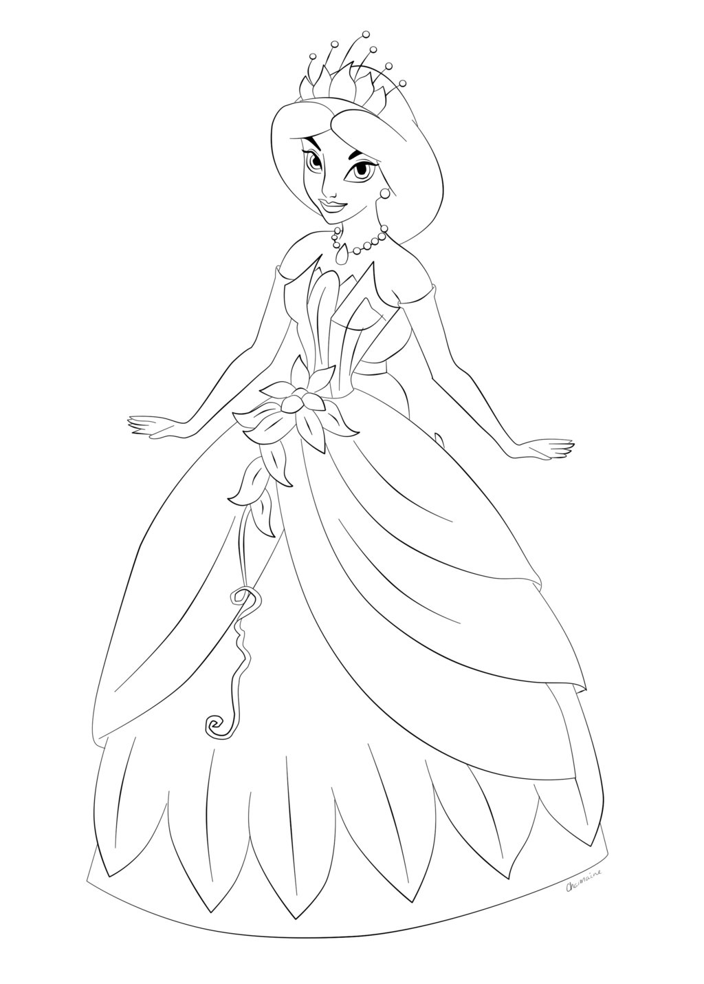 Coloriage Princesse Disney Jasmine Et Sa Magnifique Robe De Bal - Jasmine à imprimer