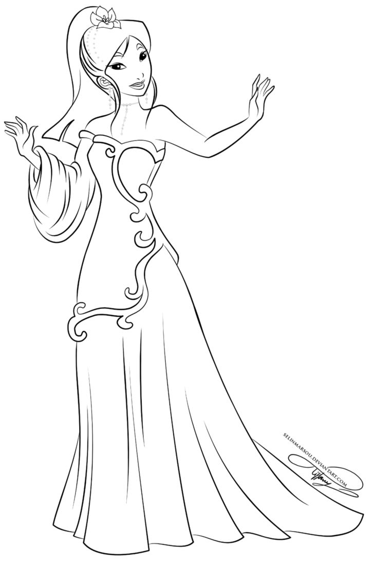Coloriage Princesse Disney Mulan - Mulan à imprimer
