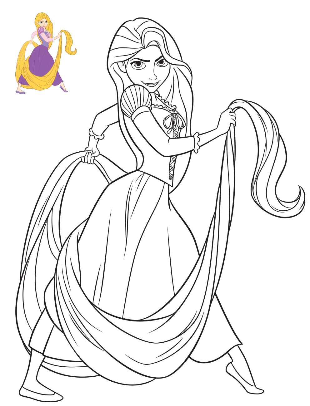 Coloriage Princesse Disney Raiponce - Alphabet disney à imprimer
