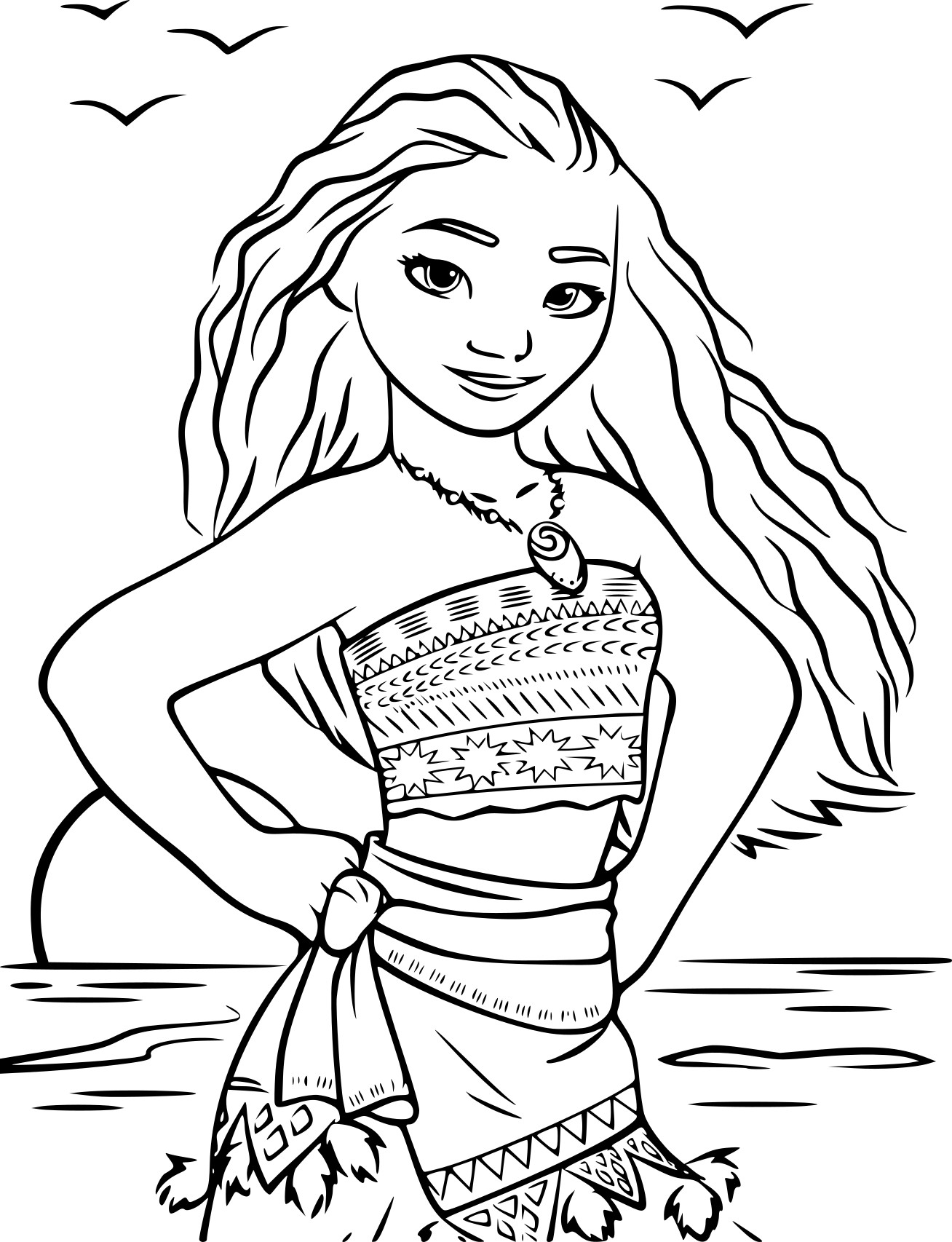 Coloriage Princesse Disney Vaiana - Disney à imprimer