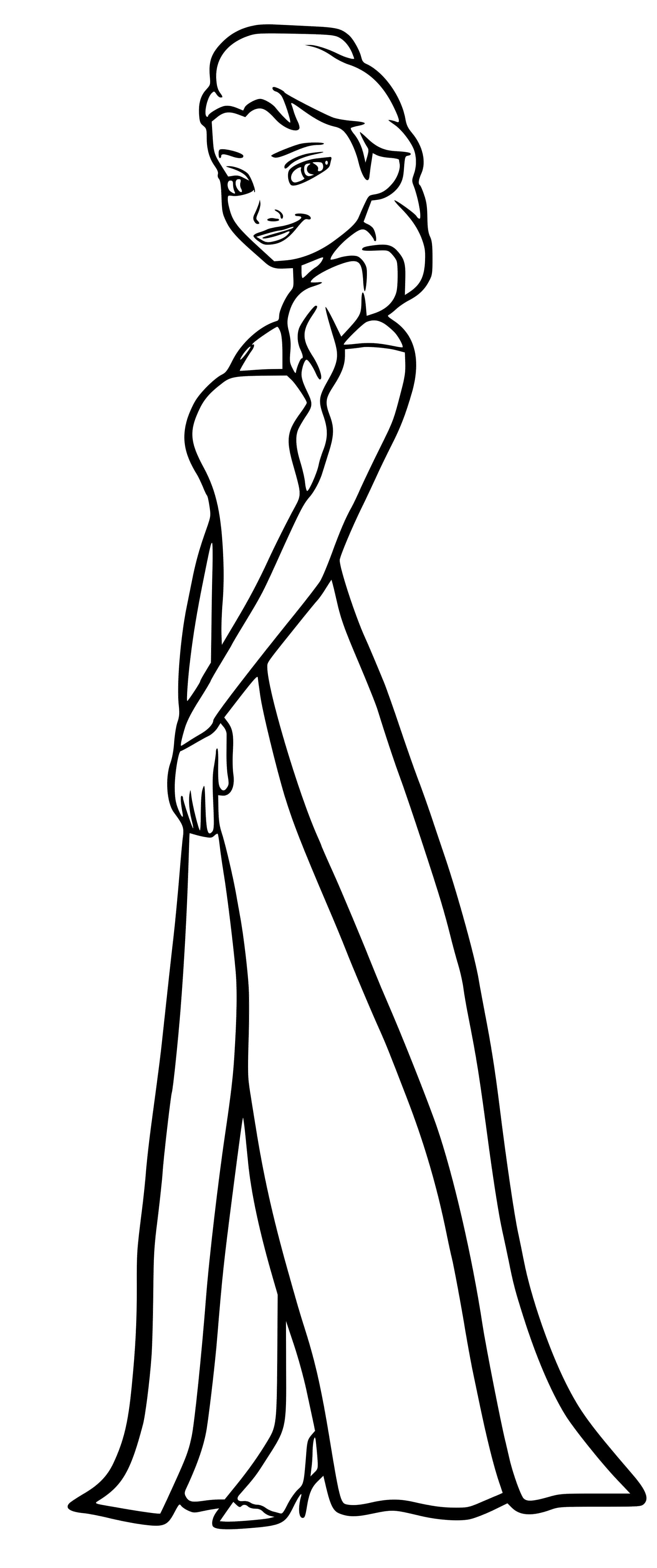 Coloriage Princesse Elsa Et Sa Robe De Bal - Elsa à imprimer