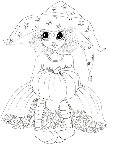 Coloriage Princesse Halloween Sorcière - Halloween à imprimer