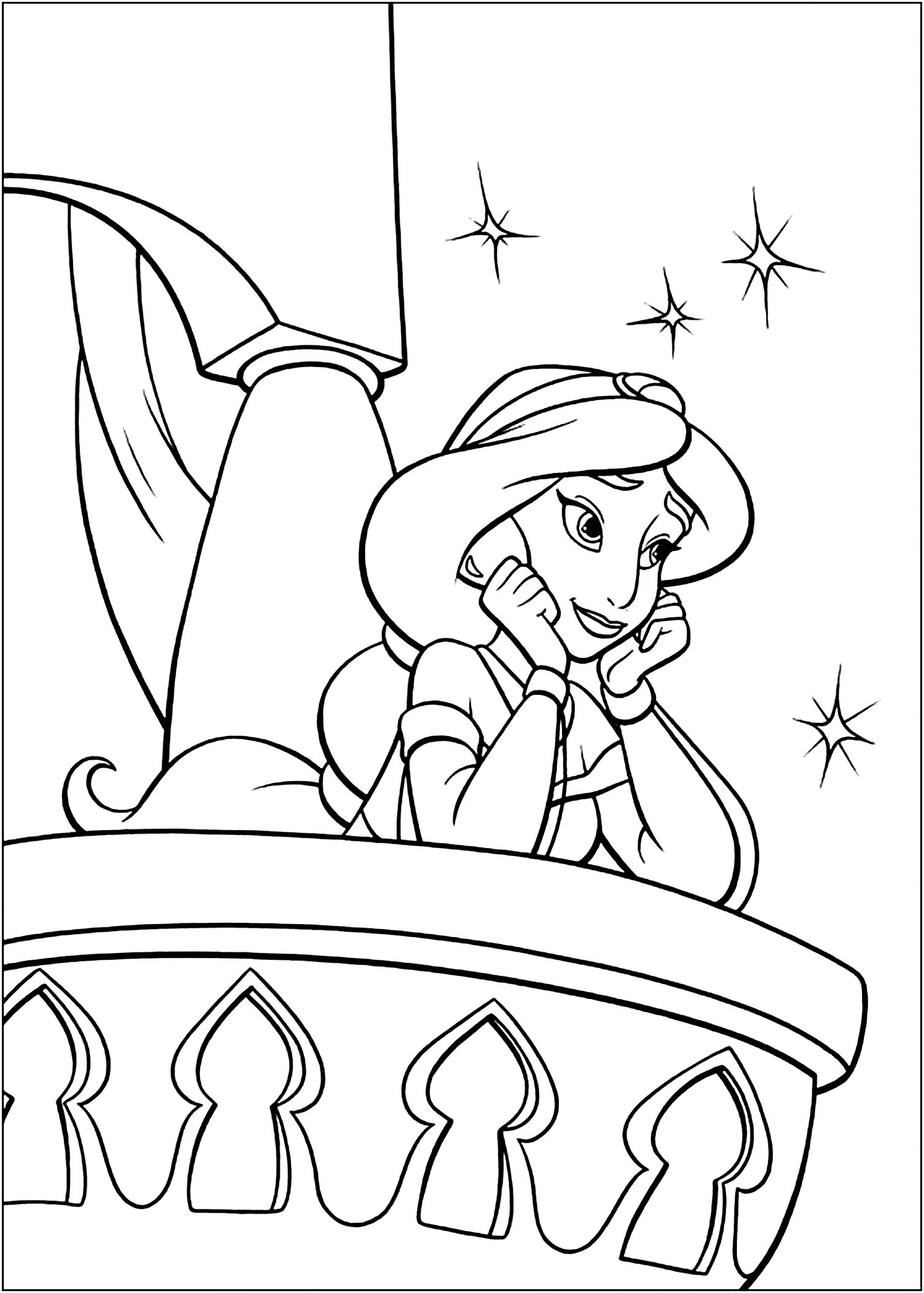 Coloriage Princesse Jasmine Rêve Au Beau Aladdin - Jasmine à imprimer