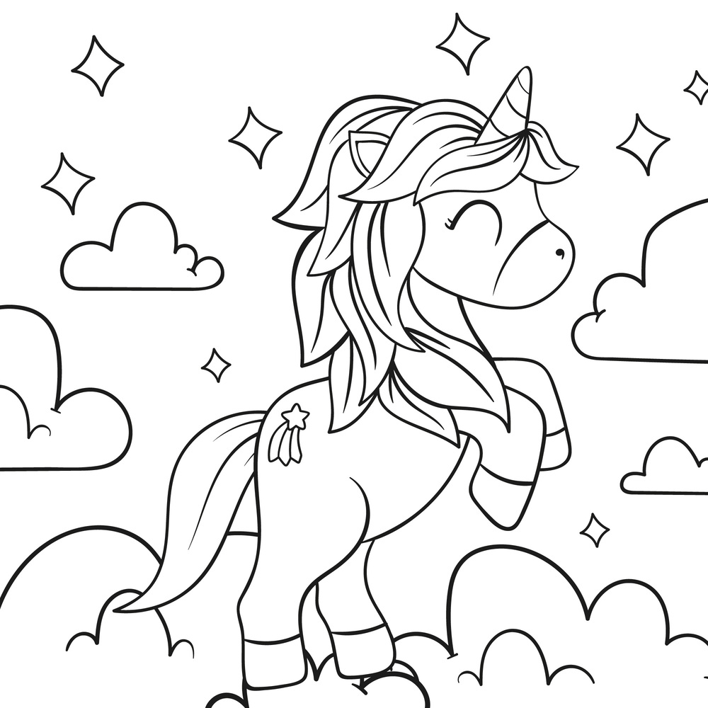 Coloriage Princesse Licorne Facile Ciel - Princesse licorne à imprimer