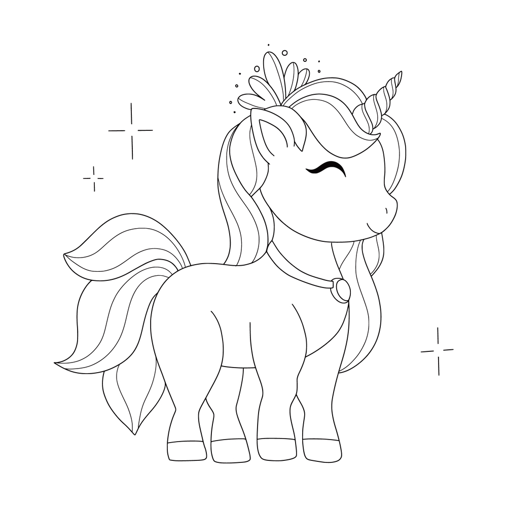 Coloriage Princesse Licorne Facile Fille - Princesse licorne à imprimer