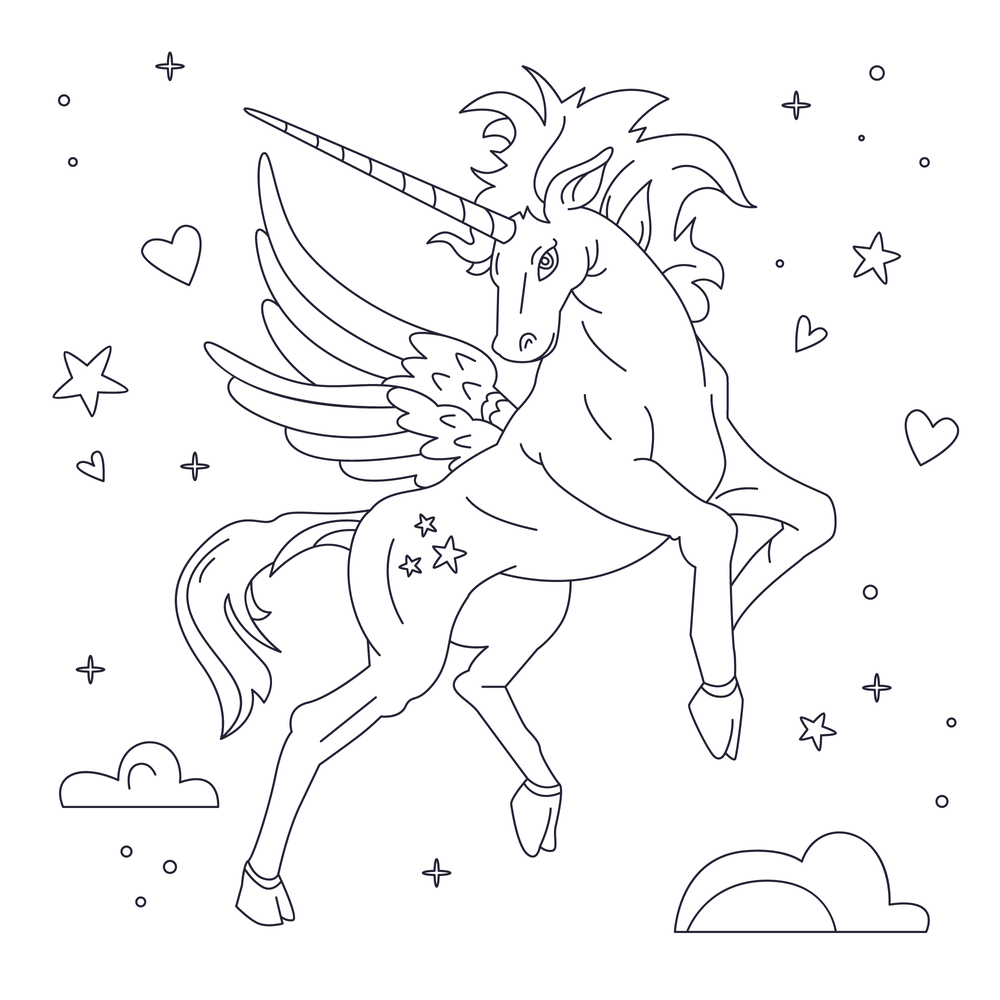 Coloriage Princesse Licorne Format A4 - Princesse licorne à imprimer