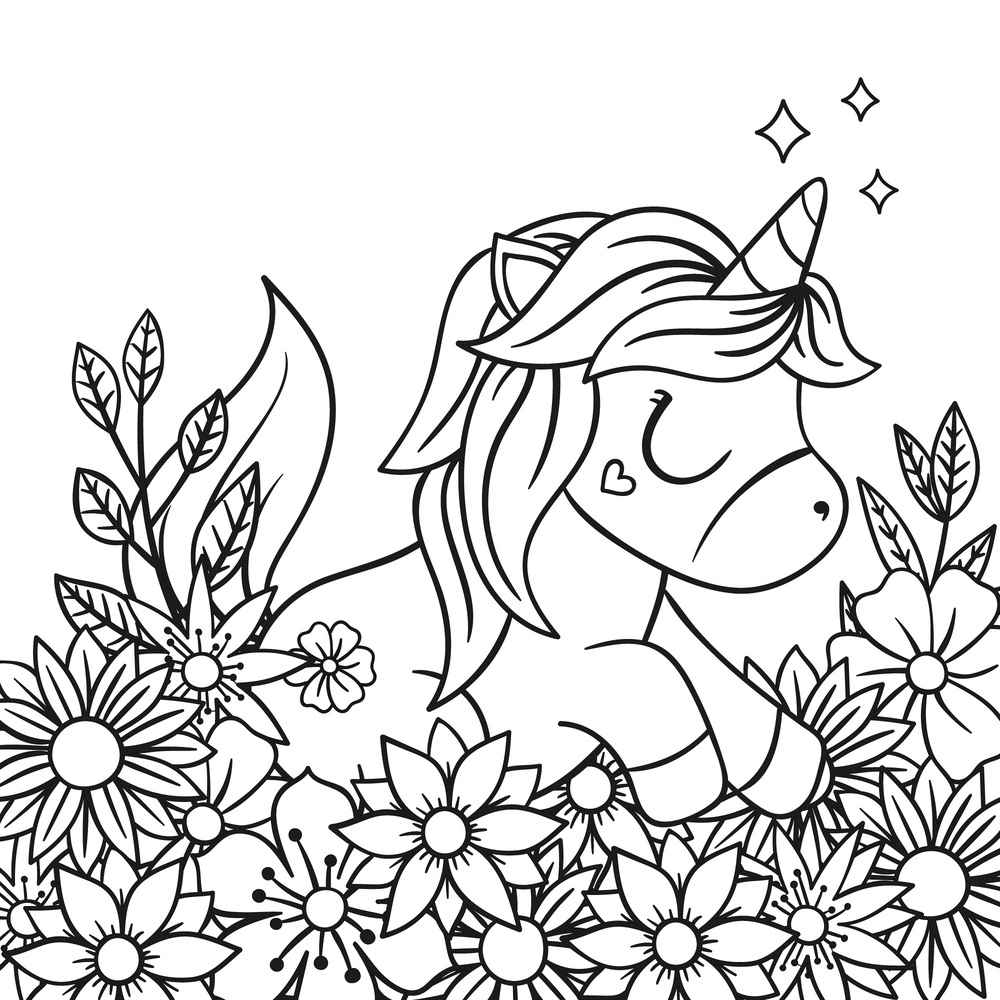 Coloriage Princesse Licorne Mandala Facile Maternelle Vegetation - Princesse licorne à imprimer
