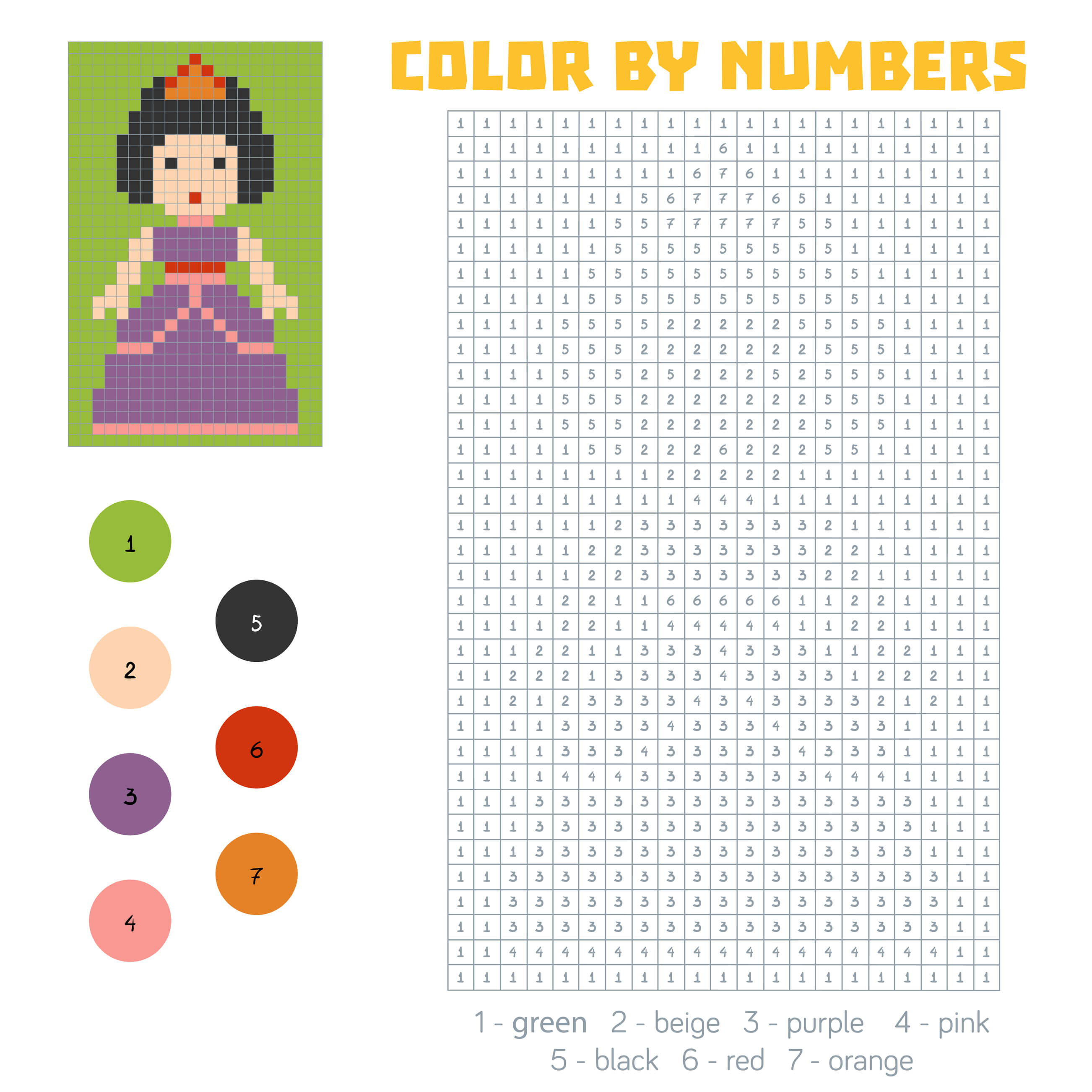 Coloriage Princesse Magique Pixel - Magique à imprimer