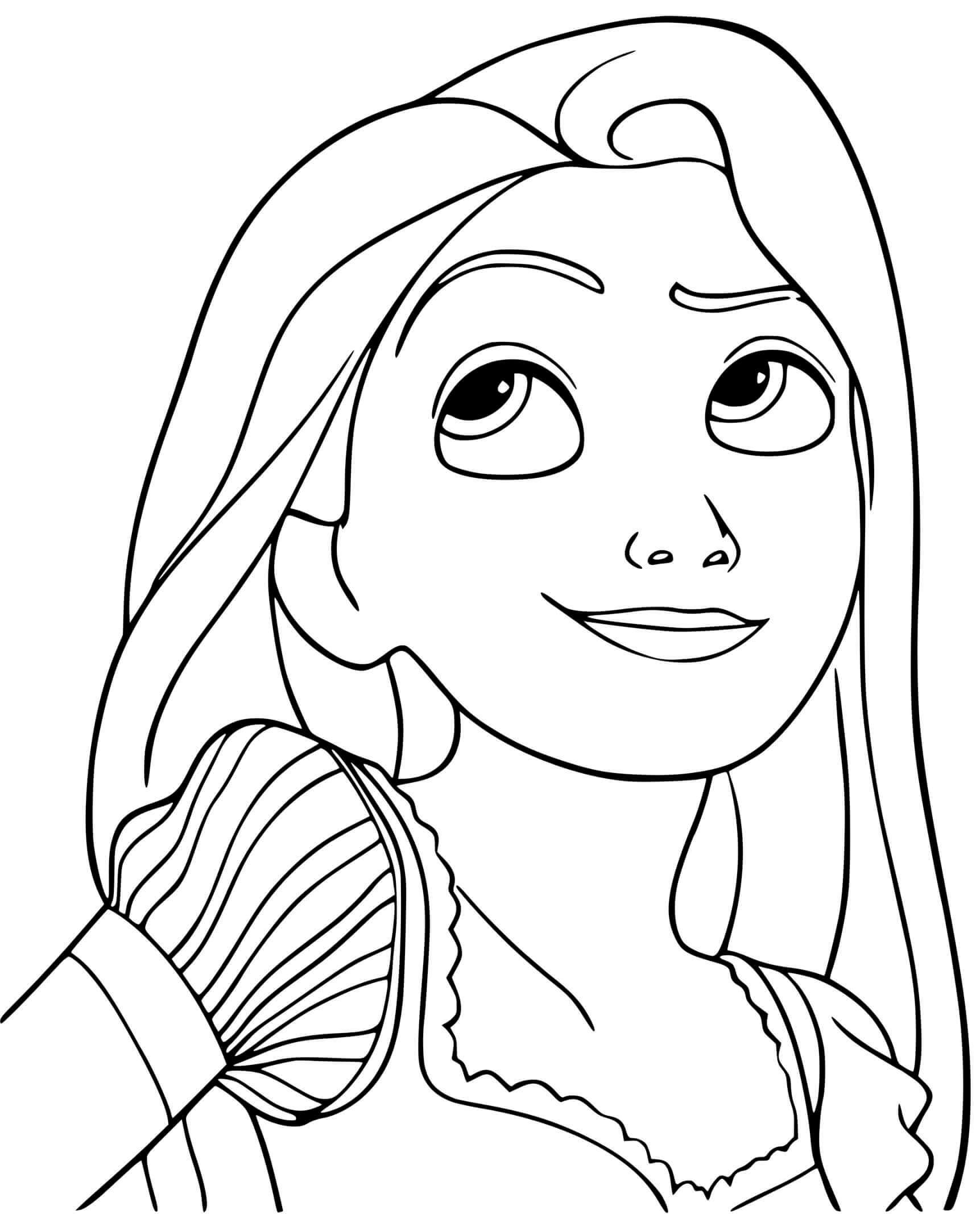 Coloriage Princesse Raiponce En Réflexion - Raiponce à imprimer